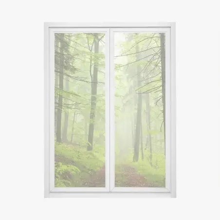 Sticker pour vitres et fenêtres sentier brumeux dans la forêt printanière – Wallnifity®