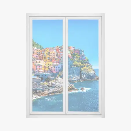 Sticker pour vitres et fenêtres paysage côtier coloré de Manarola – Wallnifity®