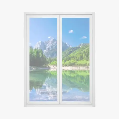 Sticker pour vitres et fenêtres reflets de montagnes au lac cristallin – Wallnifity®