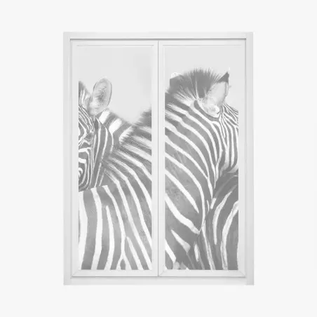 Sticker pour vitres et fenêtres complicité rayée entre zèbres – Wallnifity®