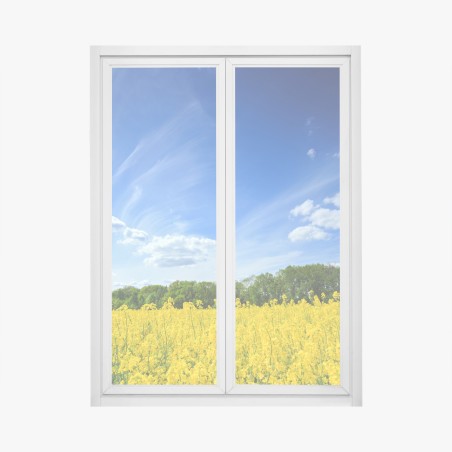 Sticker pour vitres et fenêtres horizon ensoleillé sur champ de colza en Pologne – Wallnifity®