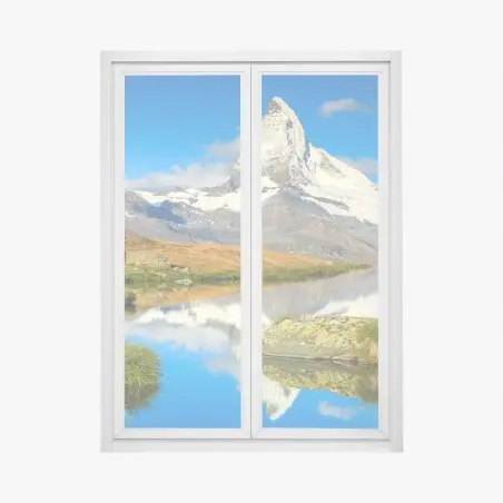 Sticker pour vitres et fenêtres vue tranquille du Cervin au reflet parfait – Wallnifity®