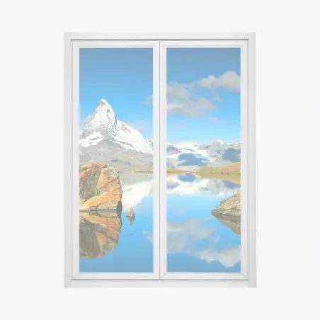 Sticker pour vitres et fenêtres reflet du Cervin sur un lac alpin – Wallnifity®