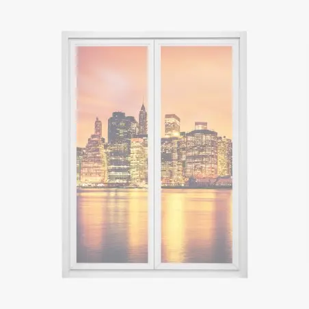 Sticker pour vitres et fenêtres horizon en feu de New York au crépuscule – Wallnifity®