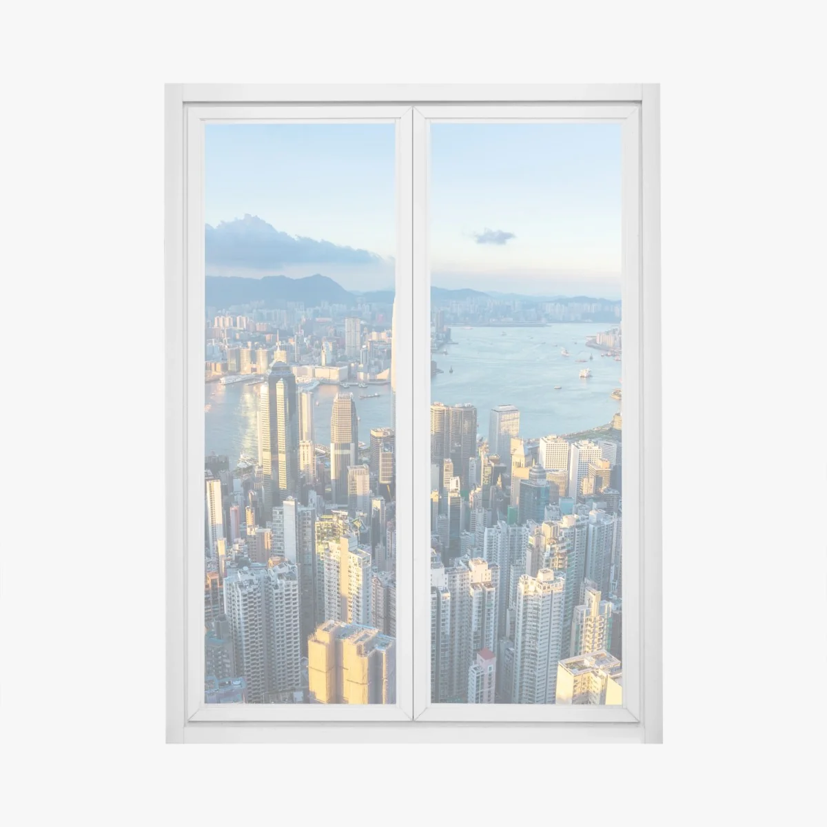 Sticker pour vitres et fenêtres coucher de soleil sur Hong Kong, panorama urbain – Wallnifity® Sticker pour vitres et fenêtres coucher de soleil sur Hong Kong, panorama urbain – Wallnifity®