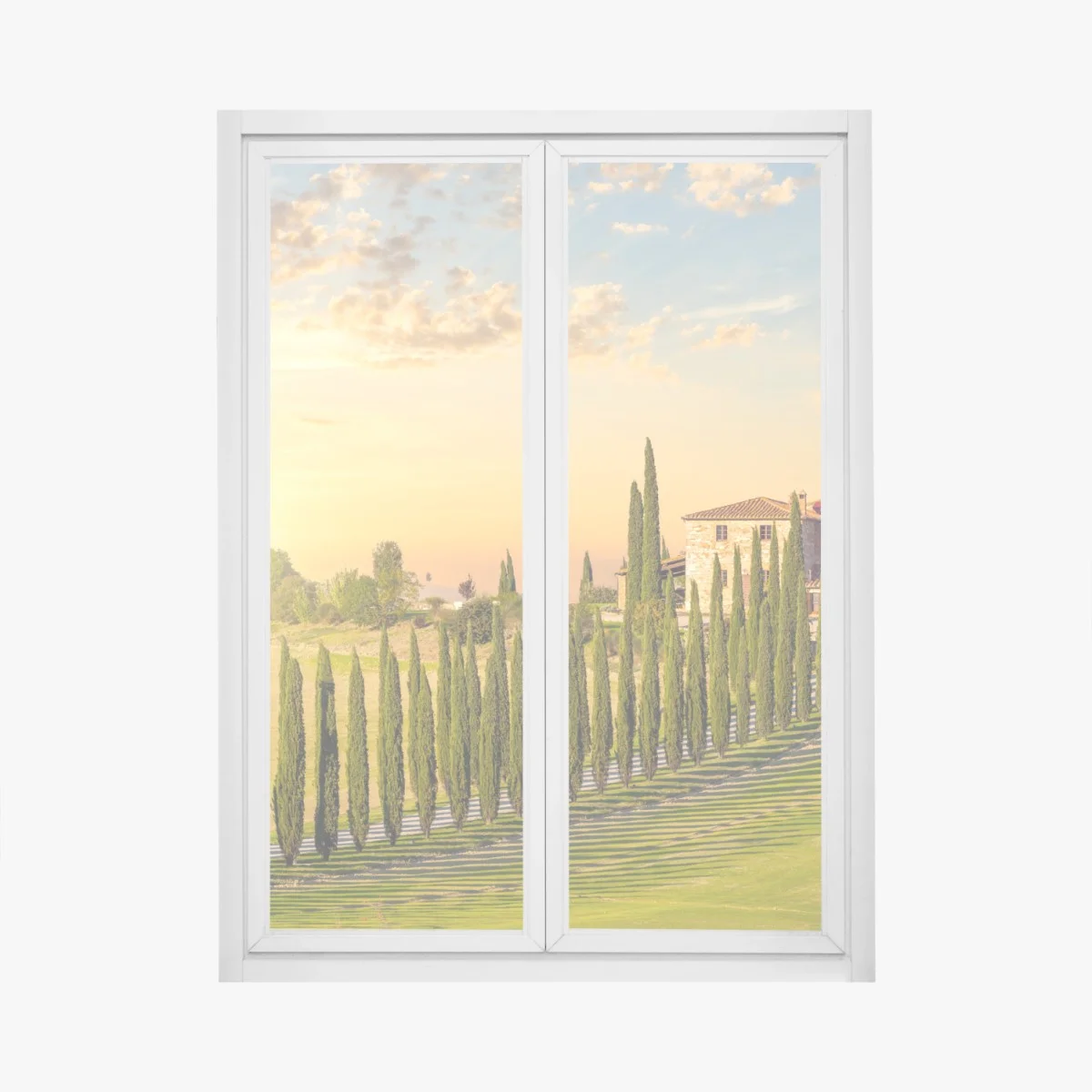 Sticker pour vitres et fenêtres coucher de soleil en Toscane — avenue de cyprès – Wallnifity® Sticker pour vitres et fenêtres coucher de soleil en Toscane — avenue de cyprès – Wallnifity®