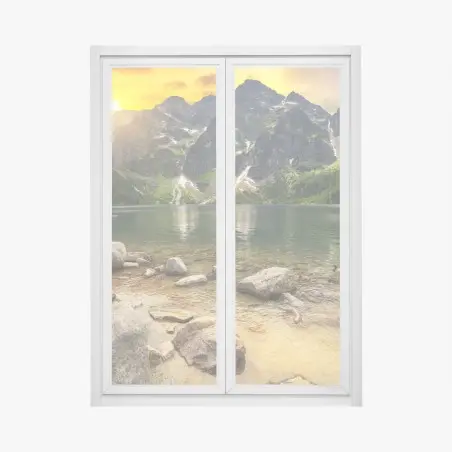 Sticker pour vitres et fenêtres crépuscule doré sur le lac Morskie Oko, Tatras, Pologne – Wallnifity®