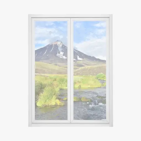 Sticker pour vitres et fenêtres vue sereine du volcan Koryaksky – Wallnifity®