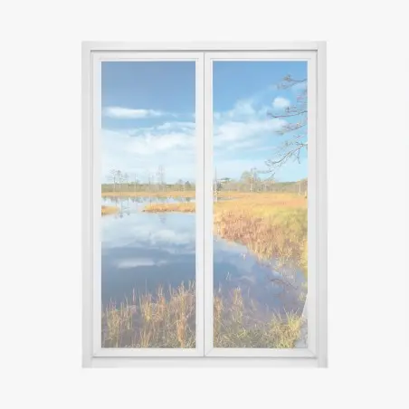 Sticker pour vitres et fenêtres passerelle au bord du marais automnal – Wallnifity®