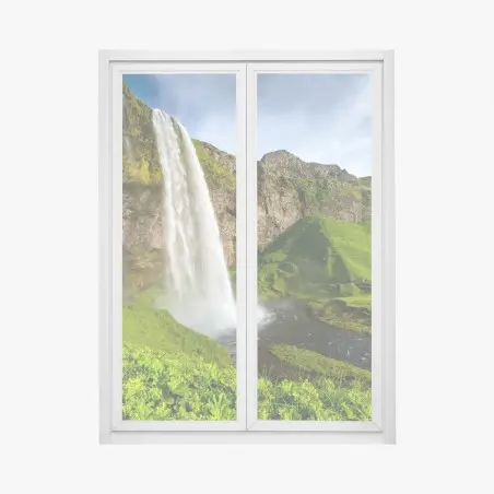 Sticker pour vitres et fenêtres cascade majestueuse de Seljalandsfoss, beauté islandaise – Wallnifity®