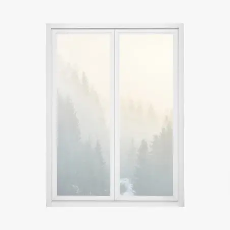 Sticker pour vitres et fenêtres brume matinale sur la forêt d'épicéas – Wallnifity®