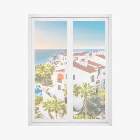 Sticker pour vitres et fenêtres vue côtière ensoleillée de Puerto de Santiago, Tenerife – Wallnifity®