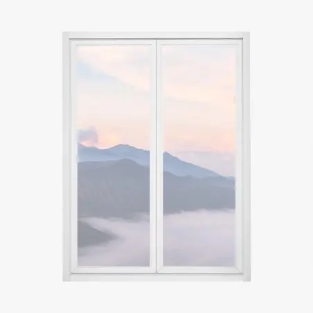 Sticker pour vitres et fenêtres montgolfière au-dessus des montagnes embrumées – Wallnifity®