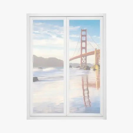 Sticker pour vitres et fenêtres pont du Golden Gate à San Francisco au coucher du soleil – Wallnifity®