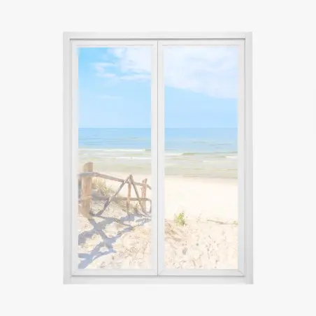 Sticker pour vitres et fenêtres chemin sablonneux vers la plage de Lubiatowo, Mer Baltique – Wallnifity®