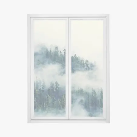 Sticker pour vitres et fenêtres forêt brumeuse enchantée – Wallnifity®