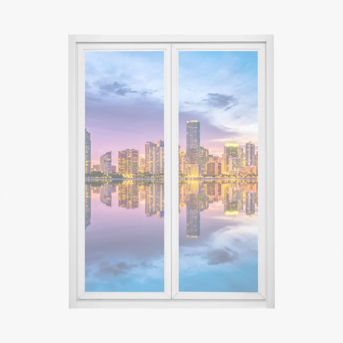 Sticker pour vitres et fenêtres reflets colorés de Miami au crépuscule – Wallnifity® Sticker pour vitres et fenêtres reflets colorés de Miami au crépuscule – Wallnifity®