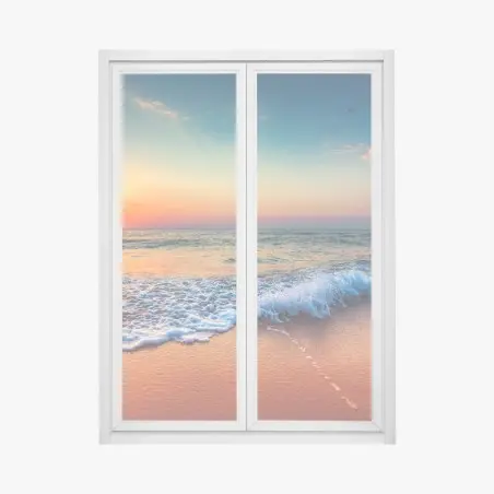 Sticker pour vitres et fenêtres aube dorée sur la mer – Wallnifity®