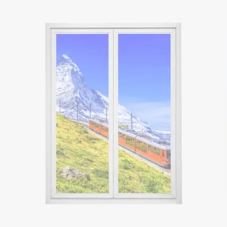 Sticker pour vitres et fenêtres train rouge de Gornergrat devant le Cervin à Zermatt – Wallnifity®