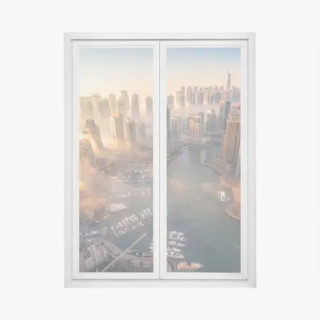 Sticker pour vitres et fenêtres Dubaï Marina au coucher de soleil – Wallnifity®