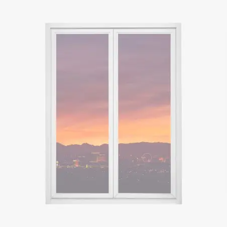 Sticker pour vitres et fenêtres coucher de soleil sur Las Vegas - panorama urbain – Wallnifity®