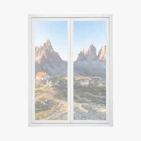 Sticker pour vitres et fenêtres paysage alpin au coucher du soleil près de Tre Cime di Lavaredo – Wallnifity®
