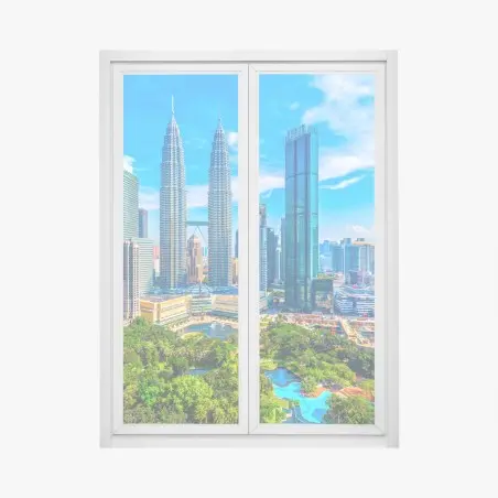 Sticker pour vitres et fenêtres panorama urbain vibrant de Kuala Lumpur – Wallnifity®