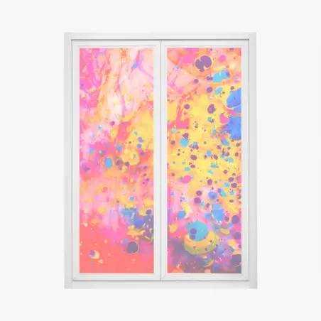 Sticker pour vitres et fenêtres abstraction marbrée ottomane multicolore – Wallnifity®