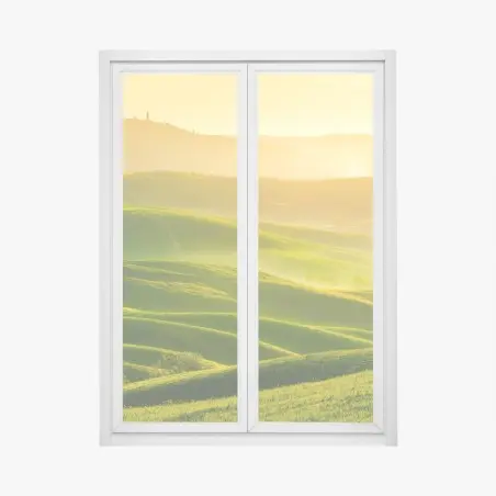 Sticker pour vitres et fenêtres collines verdoyantes de la Toscane au lever du soleil – Wallnifity®