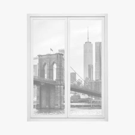 Sticker pour vitres et fenêtres vue iconique du pont de Brooklyn et skyline de New York – Wallnifity®