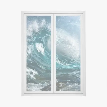 Sticker pour vitres et fenêtres vague turquoise en mouvement – Wallnifity®