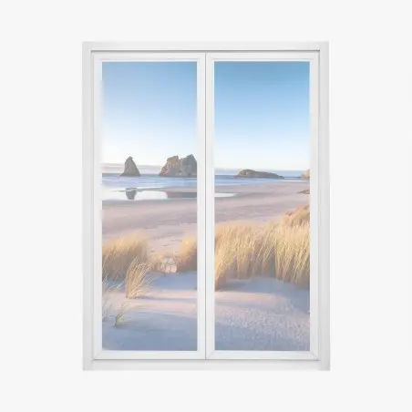 Sticker pour vitres et fenêtres vue sereine de Wharariki au bord de la mer – Wallnifity®