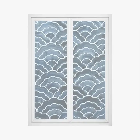 Sticker pour vitres et fenêtres motif de vagues japonaises bleu marine – Wallnifity®