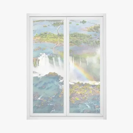Sticker pour vitres et fenêtres cascade majestueuse sous un arc-en-ciel – Wallnifity®