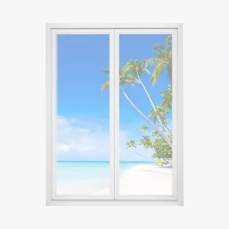 Sticker pour vitres et fenêtres paradis tropical au bord de l'eau turquoise – Wallnifity®