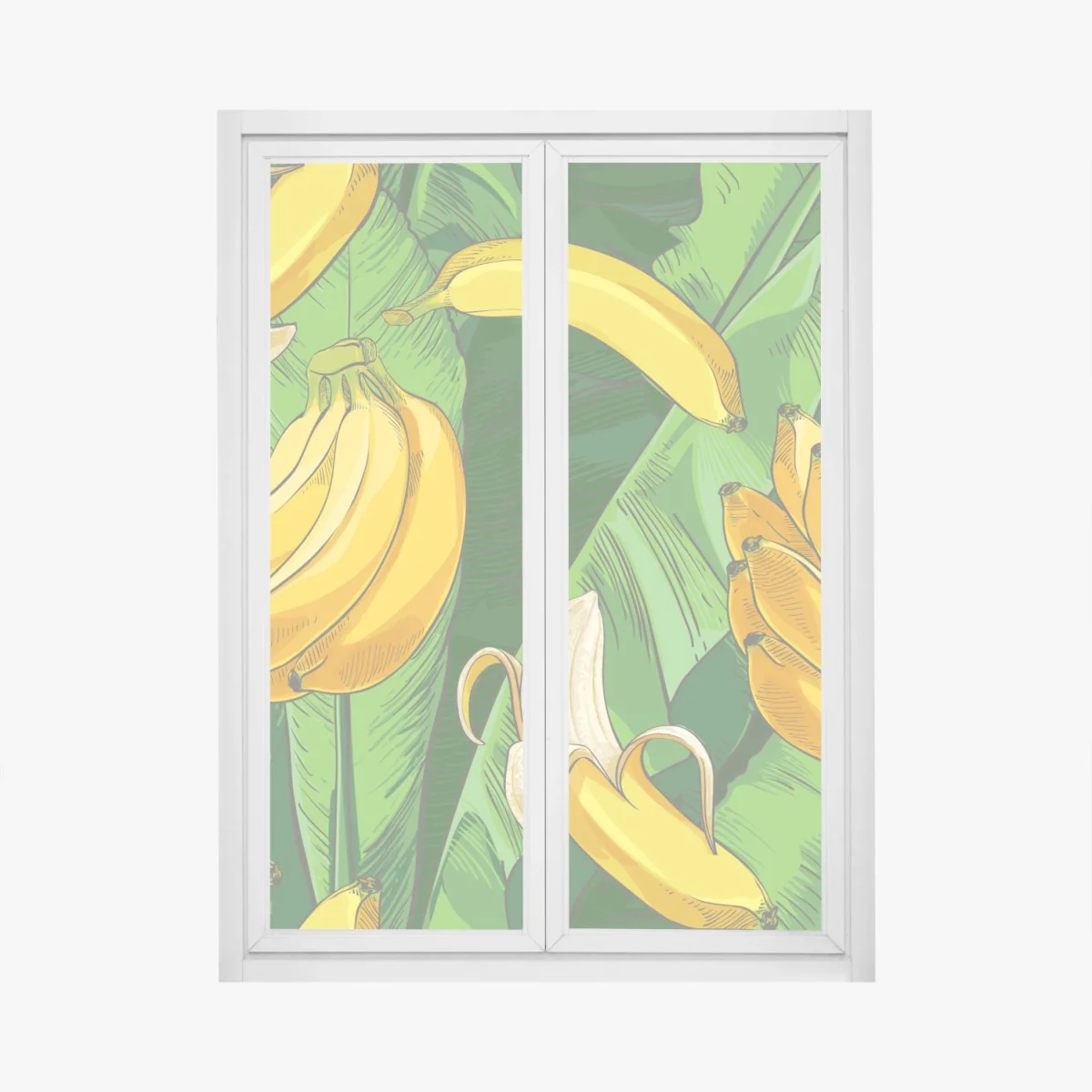 Sticker pour vitres et fenêtres motif de bananes tropicales sur feuillage – Wallnifity® Sticker pour vitres et fenêtres motif de bananes tropicales sur feuillage – Wallnifity®