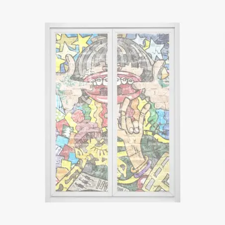 Sticker pour vitres et fenêtres fresque urbaine colorée et ludique – Wallnifity®