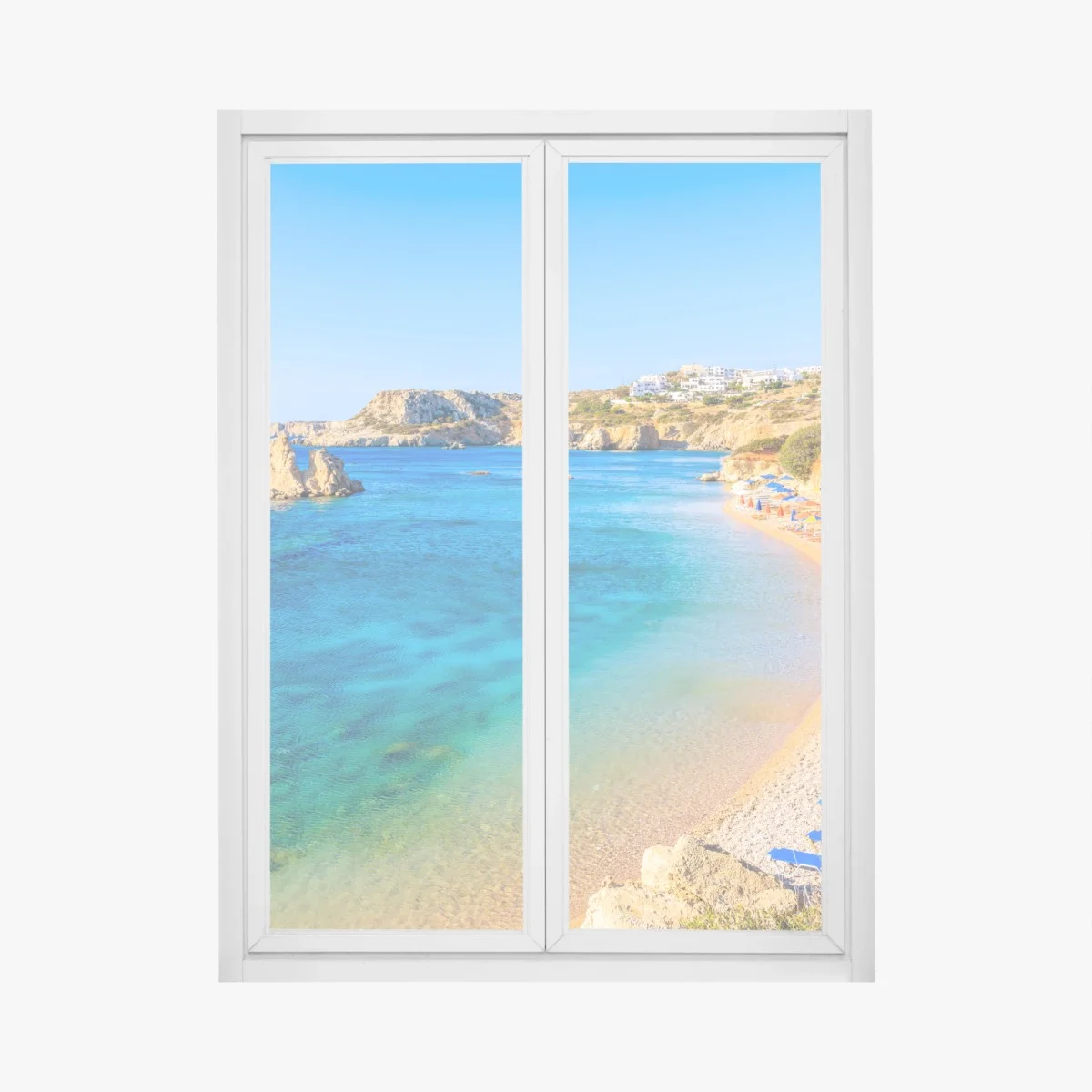 Sticker pour vitres et fenêtres baie paradisiaque d'Ammopi, Karpathos – Wallnifity® Sticker pour vitres et fenêtres baie paradisiaque d'Ammopi, Karpathos – Wallnifity®