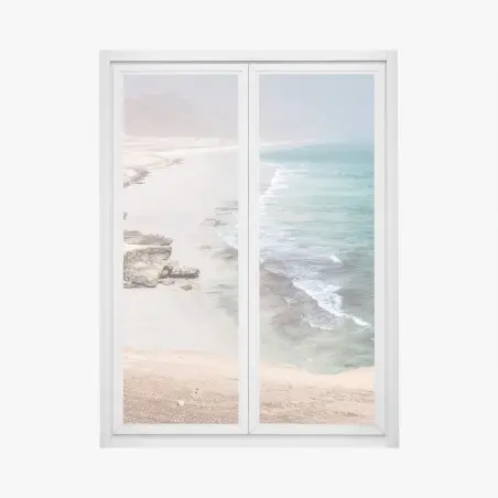 Sticker pour vitres et fenêtres côte désertique et mer turquoise – Wallnifity®