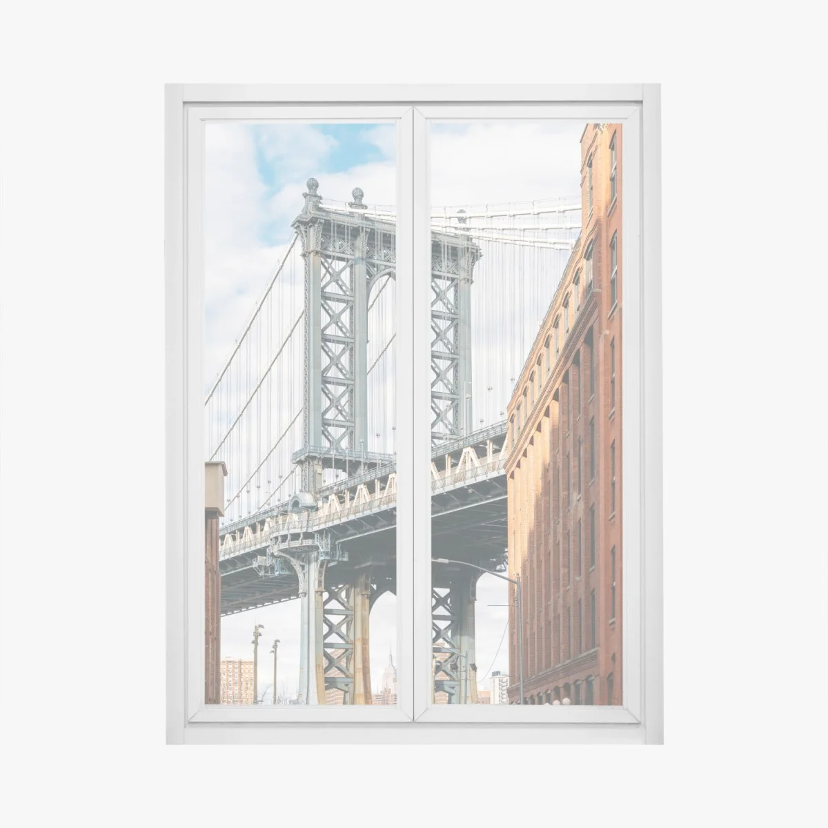Sticker pour vitres et fenêtres vue urbaine de New York entre deux façades en brique – Wallnifity® Sticker pour vitres et fenêtres vue urbaine de New York entre deux façades en brique – Wallnifity®