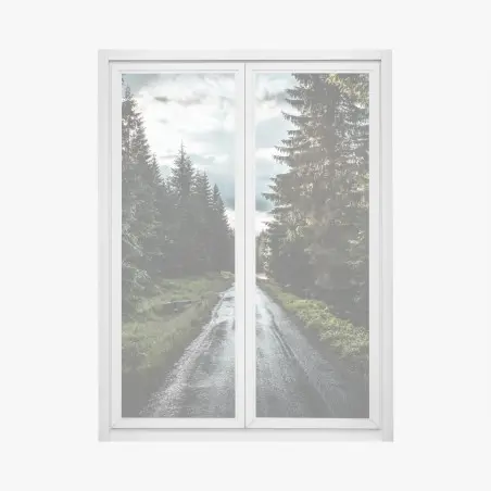Sticker pour vitres et fenêtres route forestière sous ciel dramatique – Wallnifity®