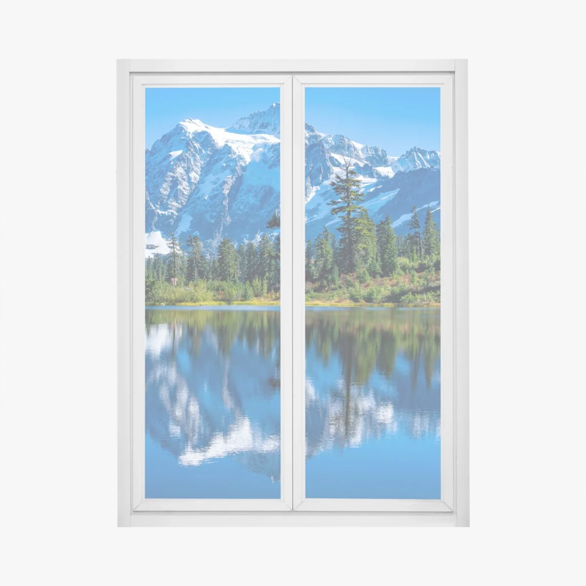 Sticker pour vitres et fenêtres reflets d'un sommet enneigé sur un lac alpin – Wallnifity® Sticker pour vitres et fenêtres reflets d'un sommet enneigé sur un lac alpin – Wallnifity®