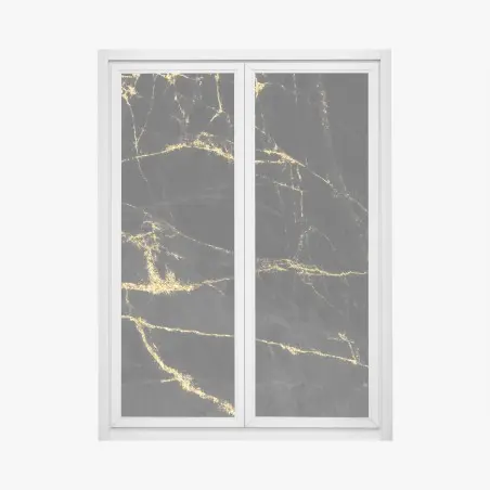 Sticker pour vitres et fenêtres marbre noir veiné d'or – Wallnifity®