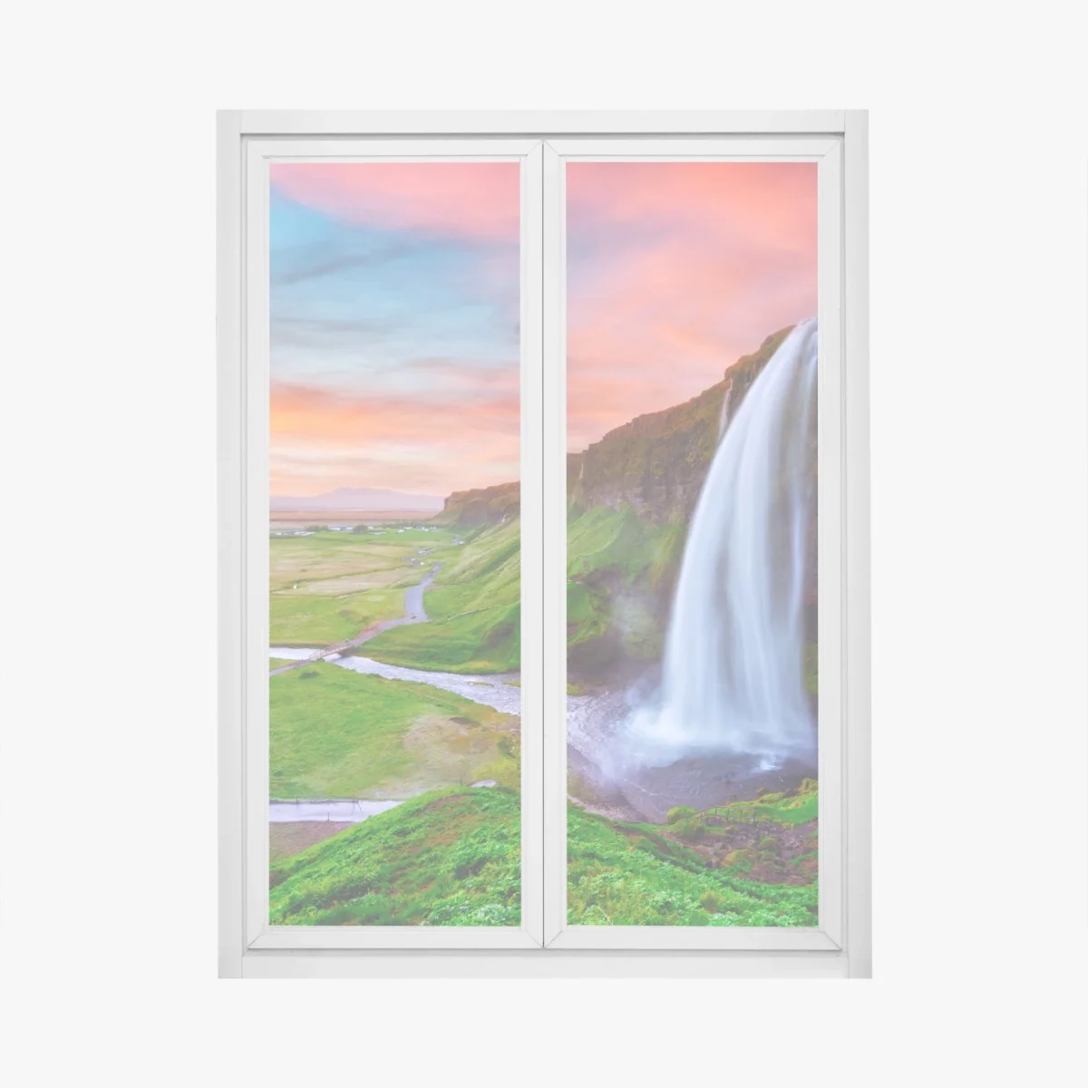 Sticker pour vitres et fenêtres cascade majestueuse au coucher de soleil – Wallnifity® Sticker pour vitres et fenêtres cascade majestueuse au coucher de soleil – Wallnifity®