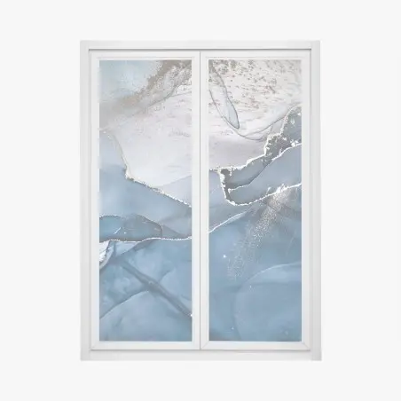 Sticker pour vitres et fenêtres marbrure bleue et dorée – Wallnifity®