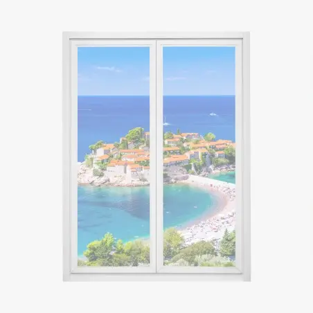 Sticker pour vitres et fenêtres vue panoramique de Sveti Stefan, Monténégro – Wallnifity®