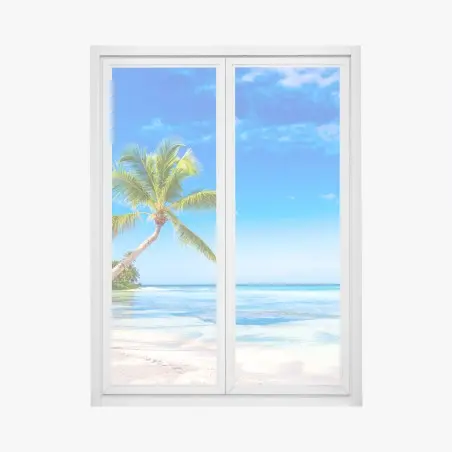 Sticker pour vitres et fenêtres paradis tropical au bord du lagon – Wallnifity®