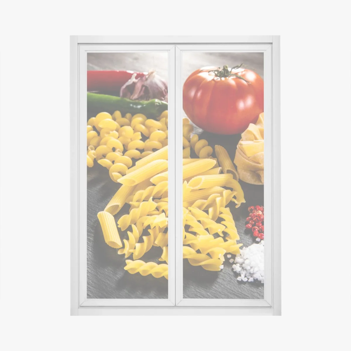 Sticker pour vitres et fenêtres composition de pâtes variées et ingrédients méditerranéens – Wallnifity® Sticker pour vitres et fenêtres composition de pâtes variées et ingrédients méditerranéens – Wallnifity®