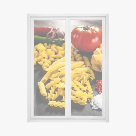 Sticker pour vitres et fenêtres composition de pâtes variées et ingrédients méditerranéens – Wallnifity®