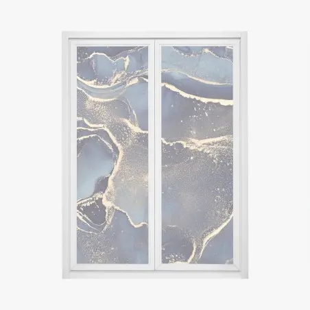 Sticker pour vitres et fenêtres vagues célestes bleu et or – Wallnifity®